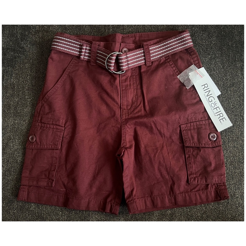 Ring Of Fire Boy Burgundy Color Shorts Size 8-NWT